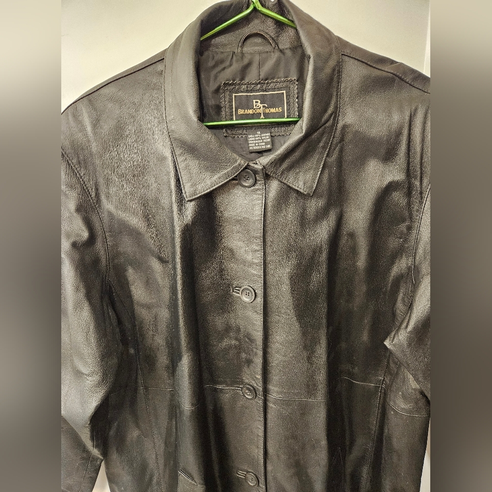 NWOT - Leather Brandon Thomas Black Long Trench Coat - Size 1X - Picture 4 of 9